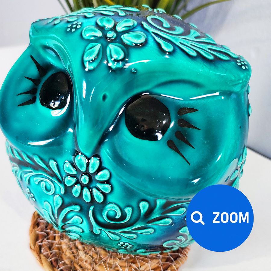 Ceramic turquoise owl — handmade pottery, handmade ceramic, home decor, handmade gift, Turkish ceramic product image (2)