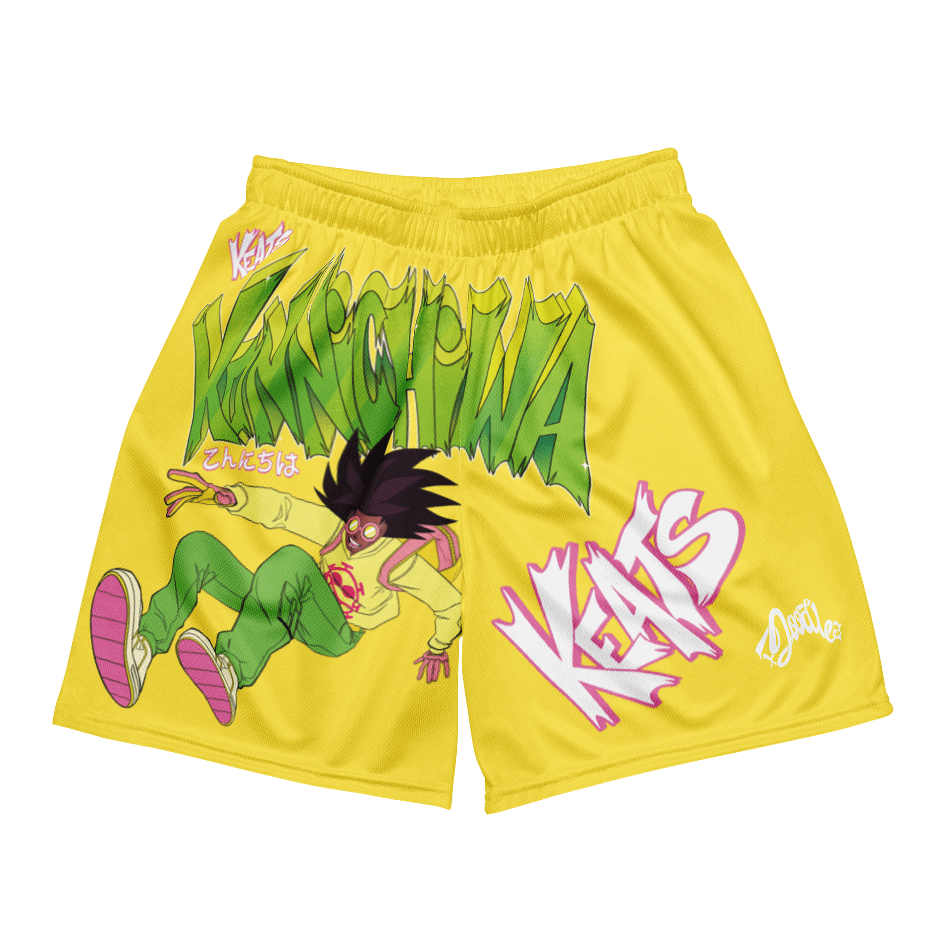 KONNICHIWA - Yellow Mesh Shorts (with pockets) product image (1)