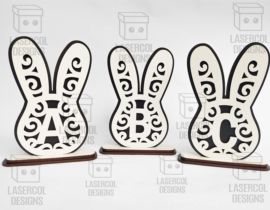 Easter Bunny Monogram Set 3 (3 Sizes) - Laser Cut Files product image (10)