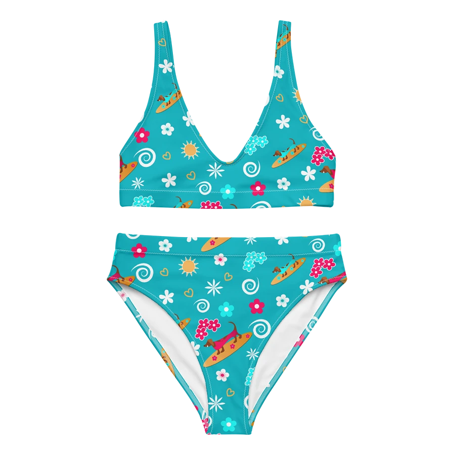 Surfing Dachshund Pattern High Waisted Bikini product image (3)