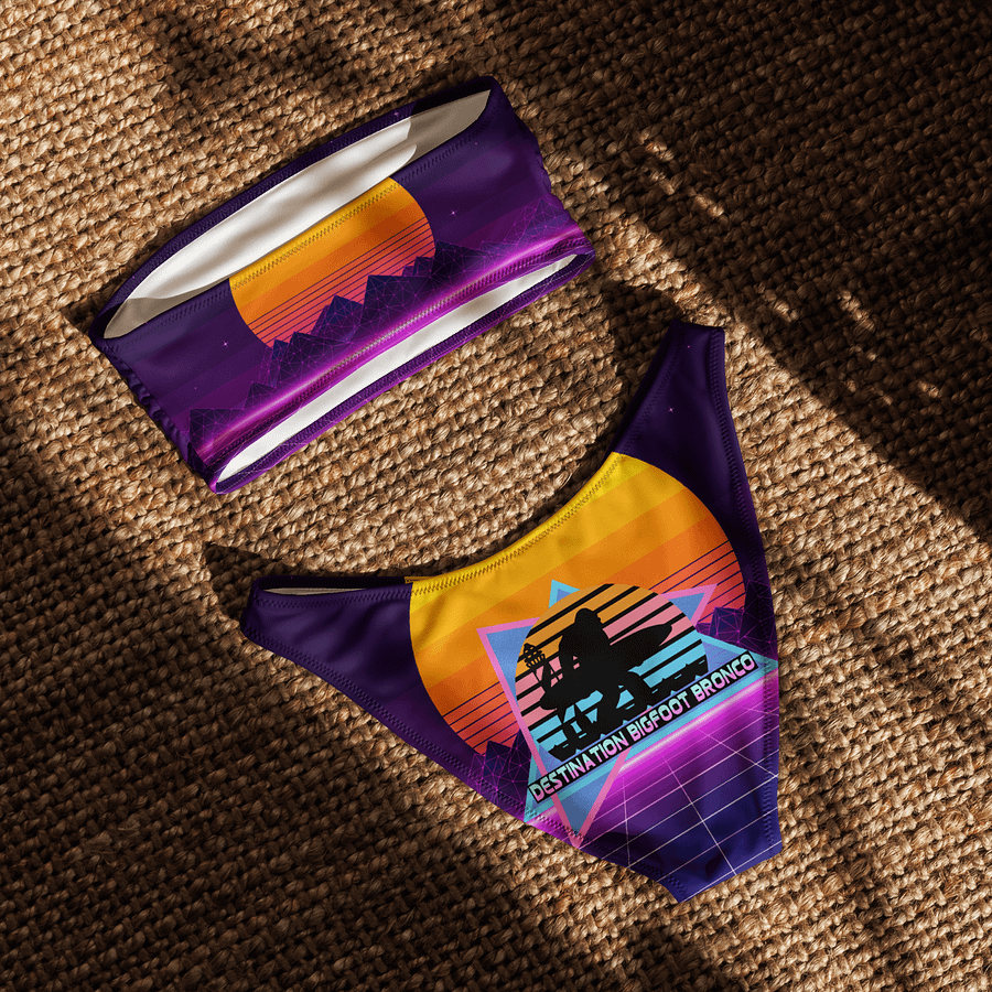 Destination Bigfoot Bronco Retro-Inspired Synthwave All-Over Print Recycled Women's Bandeau Bikini product image (4)