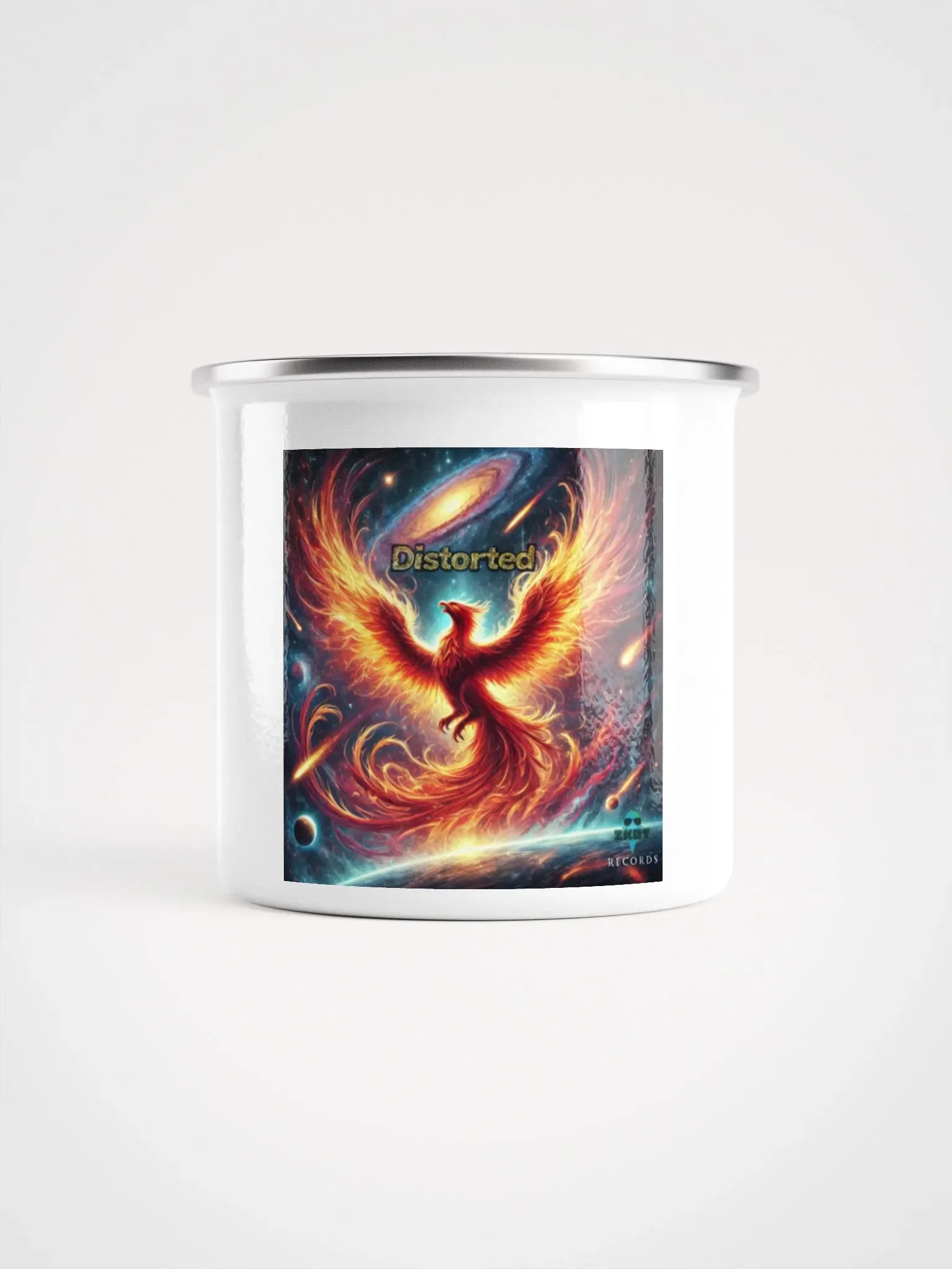 Distorted Album Cover Logo Enamel Mug - Show Your Support - Drinkware product image (1)