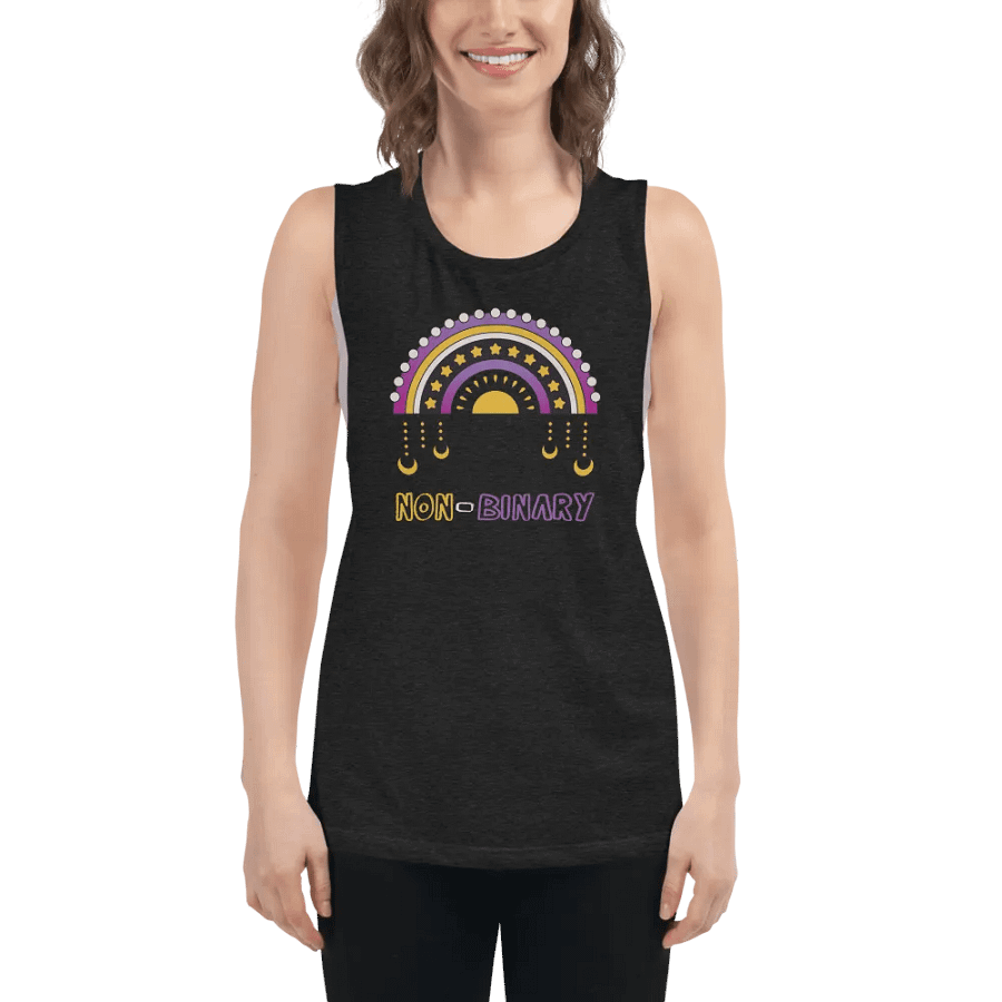 Non-Binary Rainbow Fitted Muscle Tank product image (5)