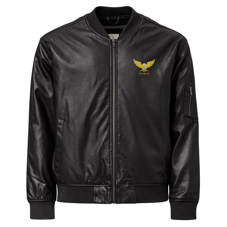 Eagle Unisex Faux Leather Bomber Jacket - Black, Bold Design, Heavyweight product image (1)