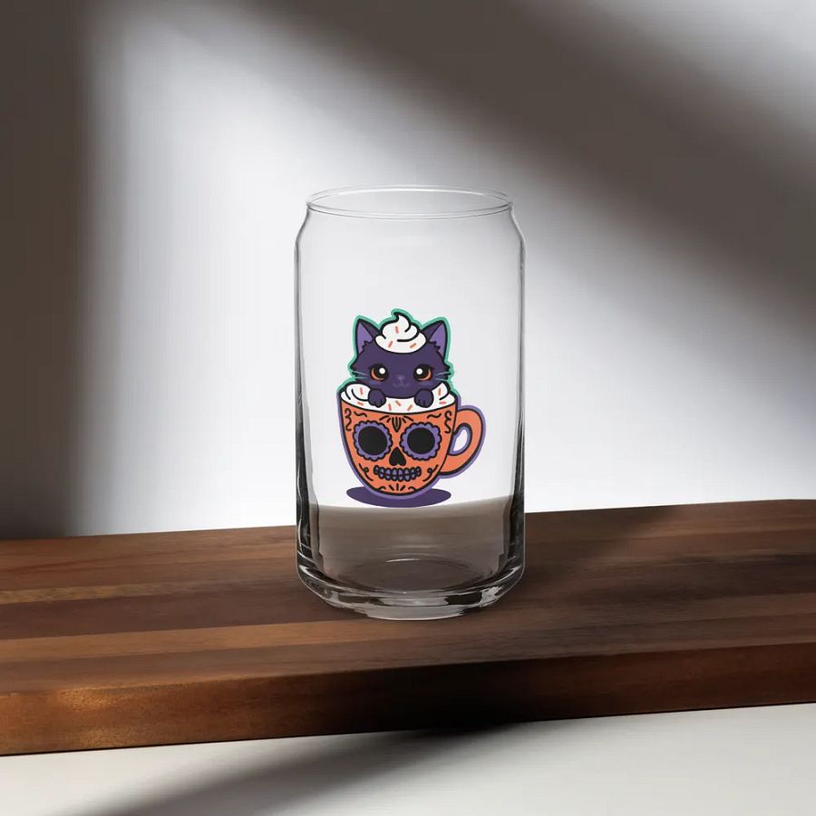 Sugar Skull Kitten Mug 16oz Can-Shaped Drinking Glass product image (10)