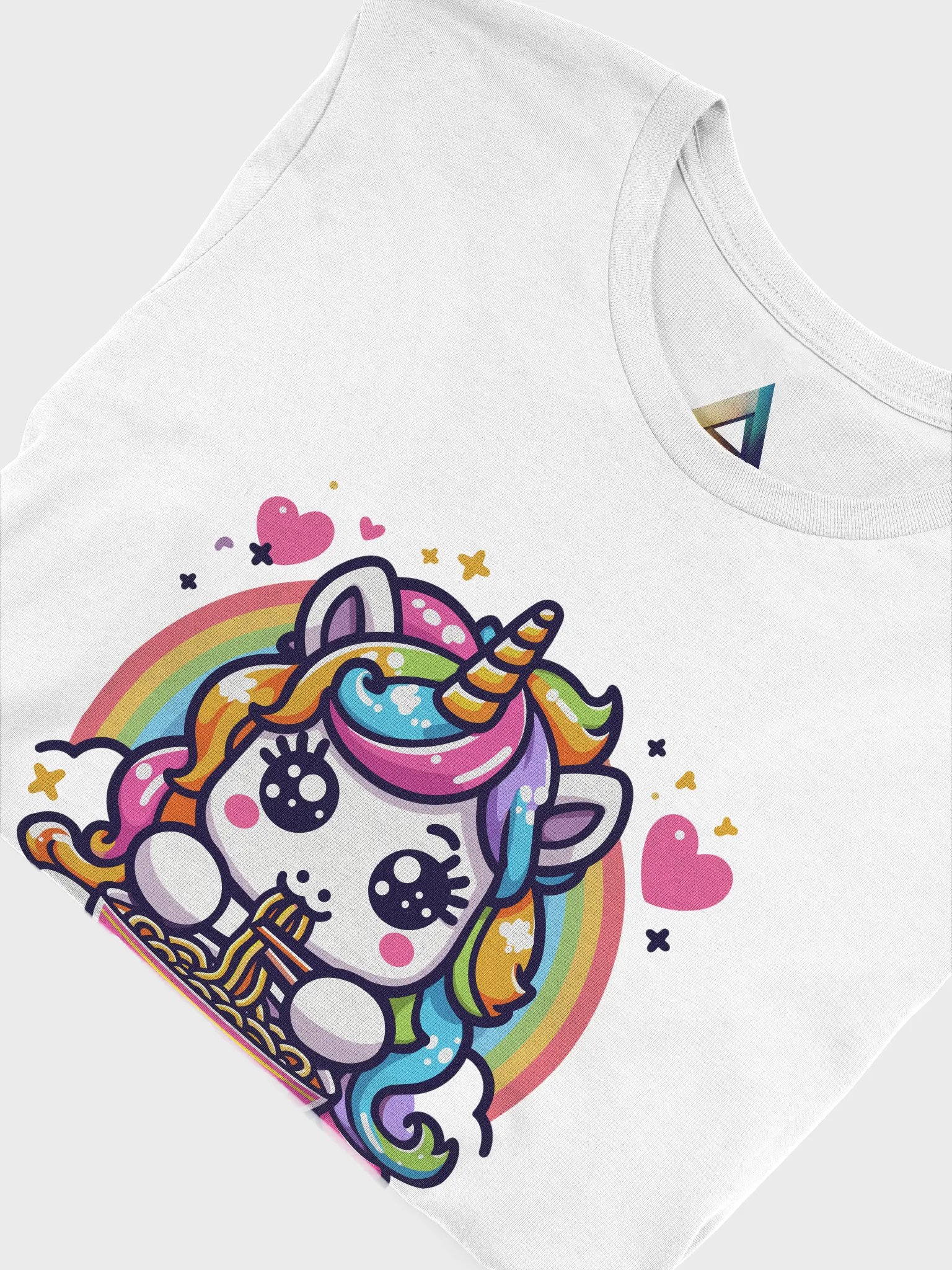 A cute Unicorn eating ramen noodles Triangular Spectrum Logo T-Shirt product image (5)