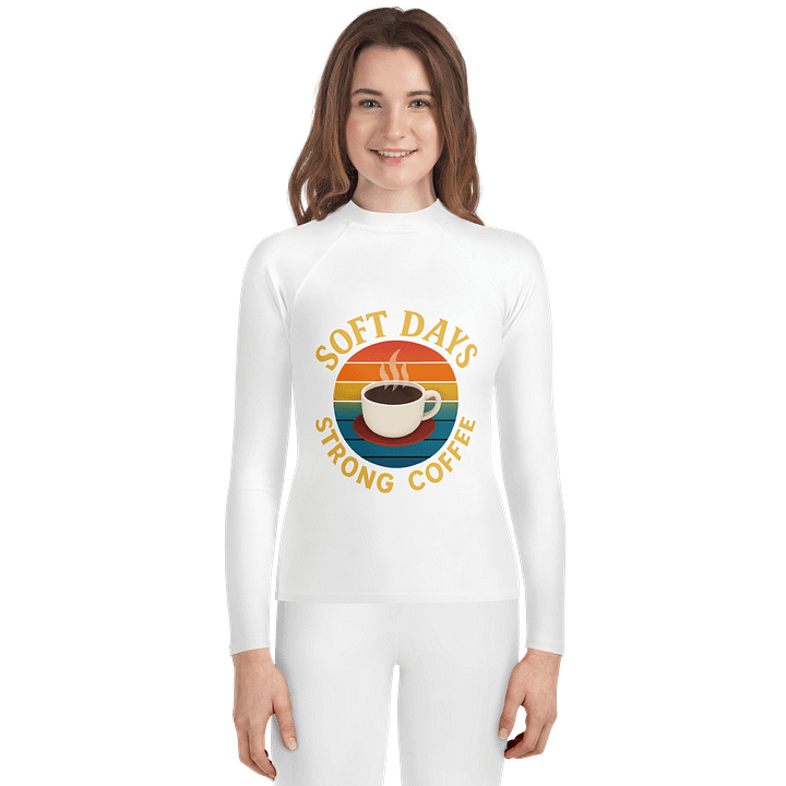 Rainbow Retro Coffee Youth Rash Guard product image (1)