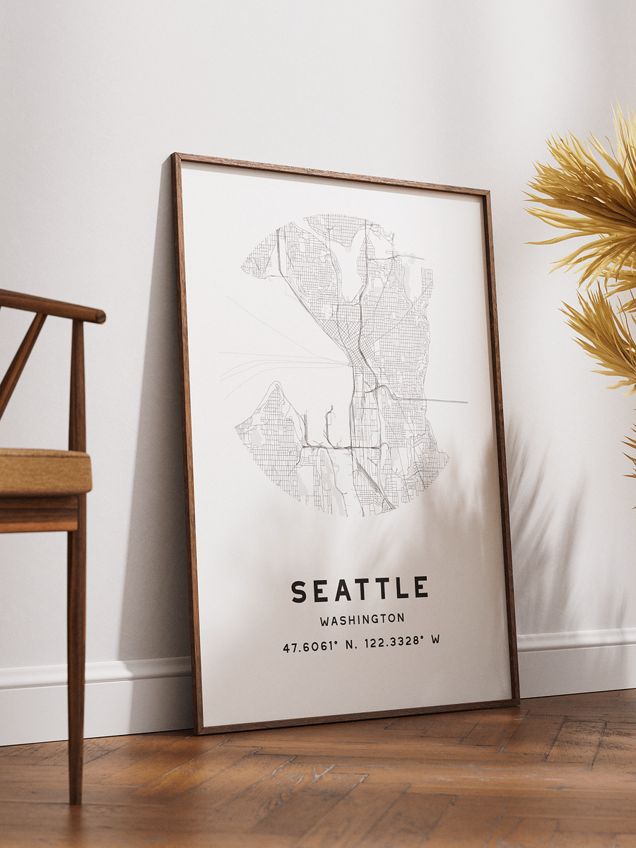 Seattle Street Map Poster – White Minimalist Circular City Art product image (2)