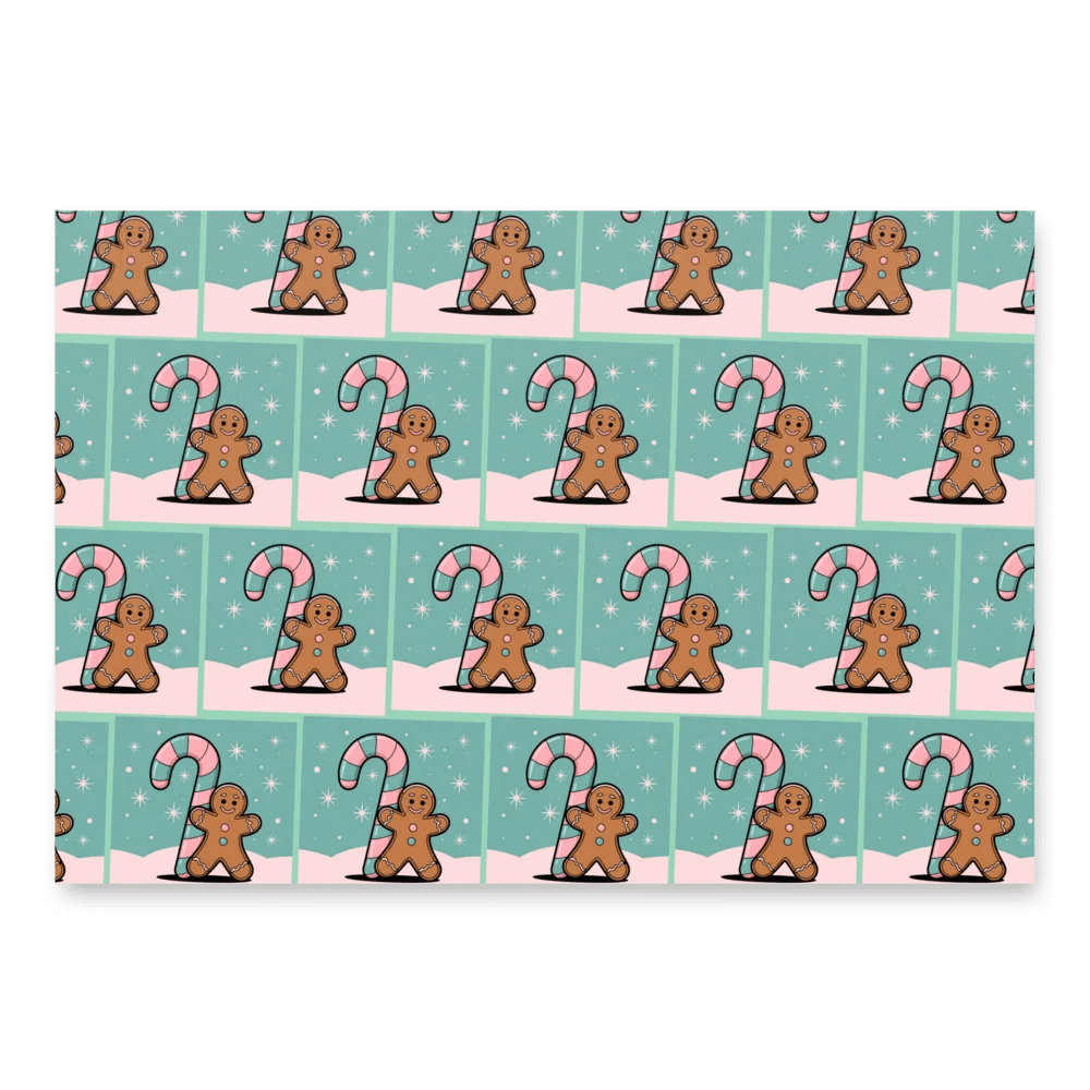 Festive Candy Cane and Gingerbread Man Wrapping Paper Set product image (3)
