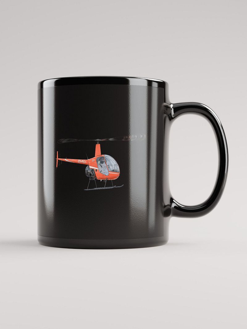 Robinson R22 Black Helicopter Cartoon Mug