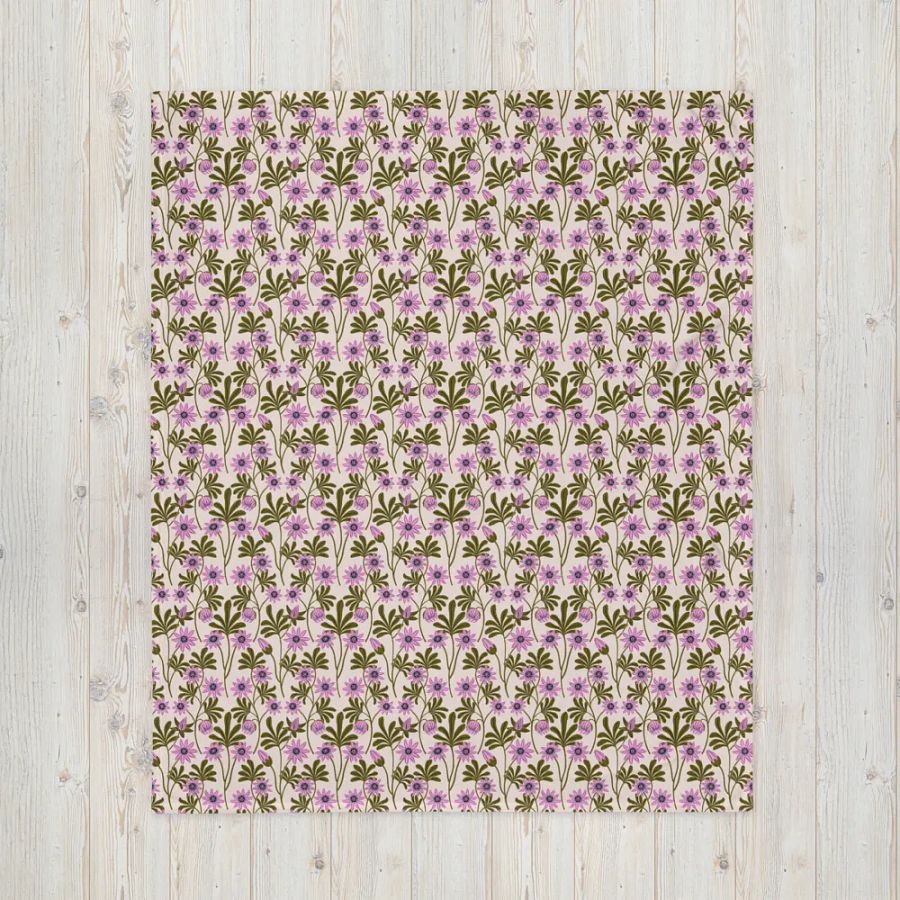 Passion Blooms - Pink and Green - Throw Blanket product image (4)