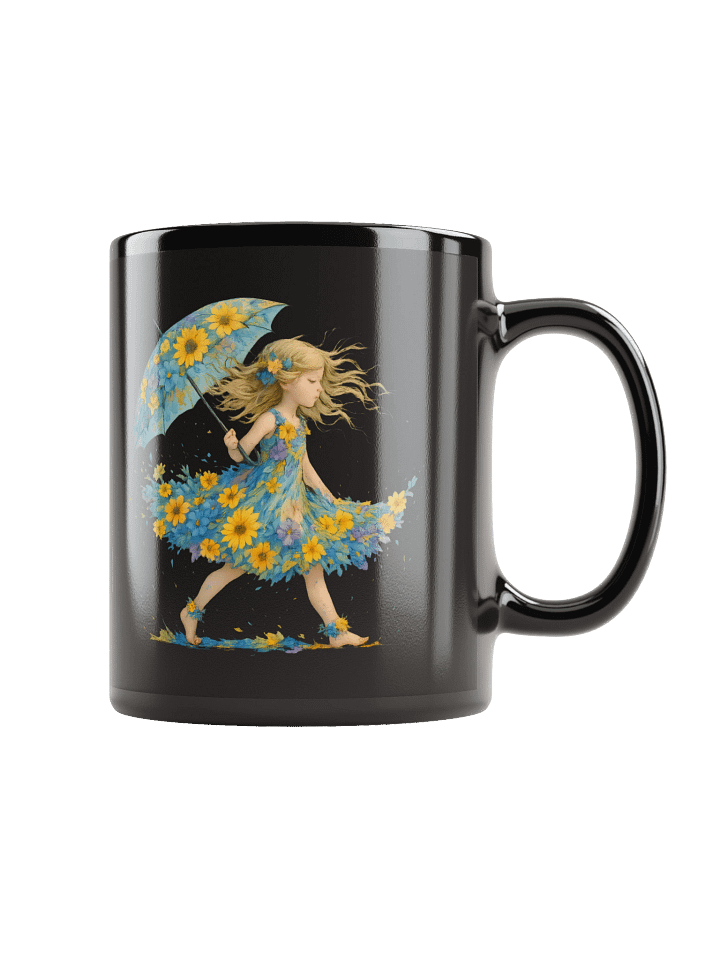 Cottagecore Floral Girl Mug With Umbrella And Wildflower Dress product image (1)