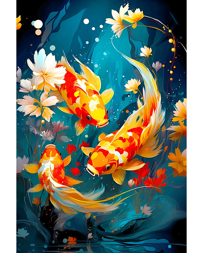 Dance of the Koi Fish: A Serene Underwater Ballet Matte Poster product image (1)
