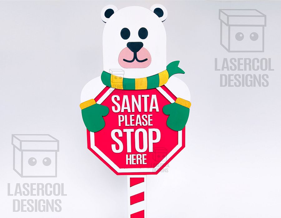 Santa Please Stop Here Signs Bundle - Laser Cut Files product image (10)