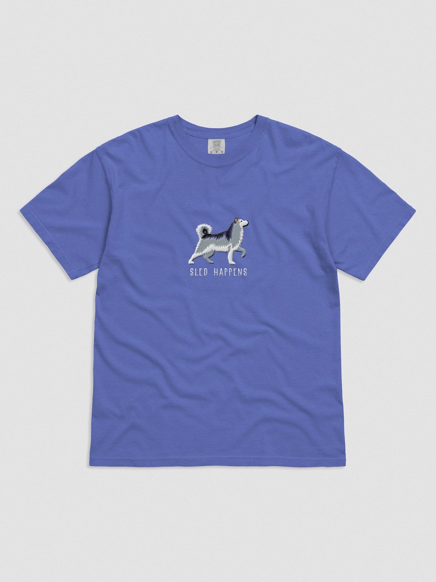 Sled Happens T-Shirt(Embroidered) of an Alaskan Malamute(Gray & White) product image (31)