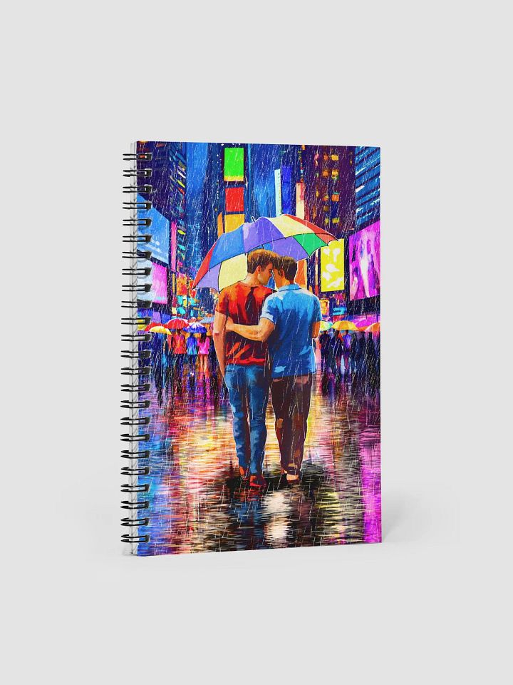 Rain In Times Square - Gay Couple Art Spiral Notebook product image (1)
