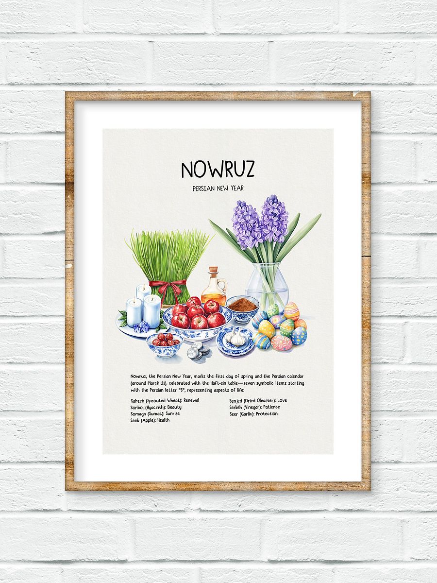 Nowruz Watercolor Art, Haft-sin Table, Persian New Year, Printable Wall Art, Persian Art, Watercolor Food Illustration, Digital Art, Norooz product image (9)