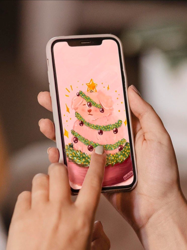 Cute Pink Mochi Phone Wallpapers | Freebies product image (1)