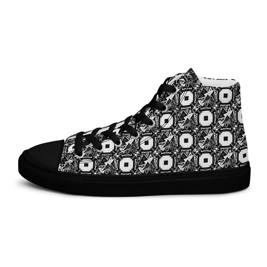 Abstract Monochrome Pattern Shapes and Squares Men's Canvas Shoes High Tops product image (8)