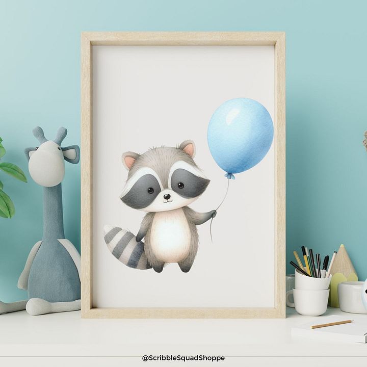 Blue Balloon Rocket Raccoon Wall Art product image (1)