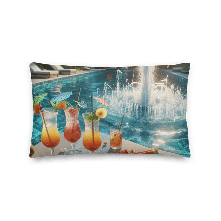 Tropical Oasis Premium Pillow | AI Design swimming pool product image (2)
