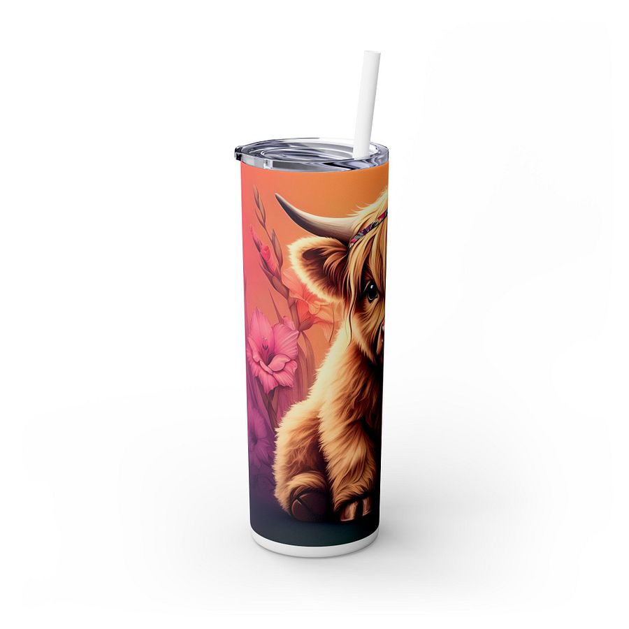Floral Highland Cow Tumbler Wrap - Cute Boho Calf Design product image (3)