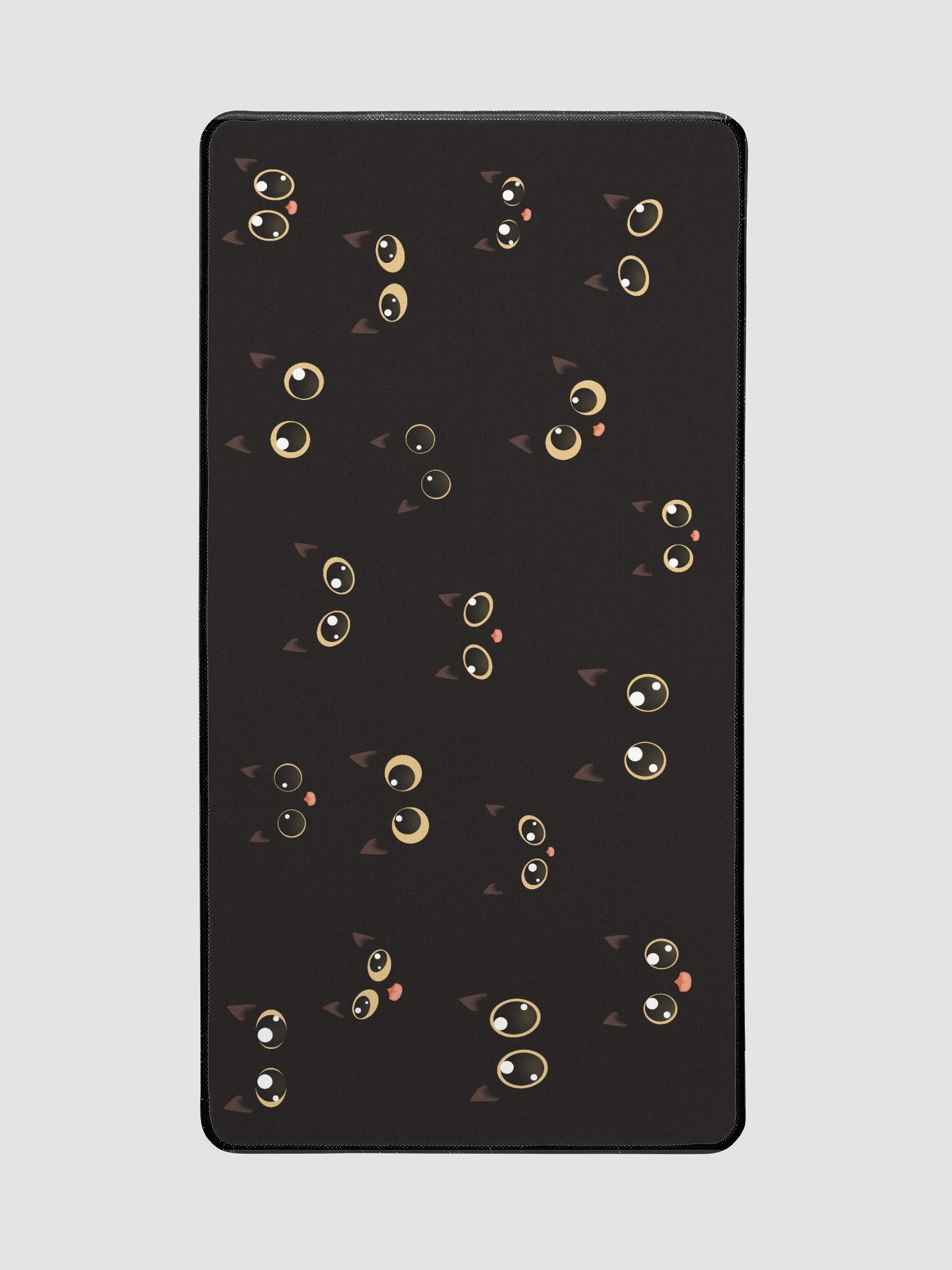 Cute Black Cat Faces (Yellow Eyes) Desk Mat 15.5" x 31.5" product image (2)