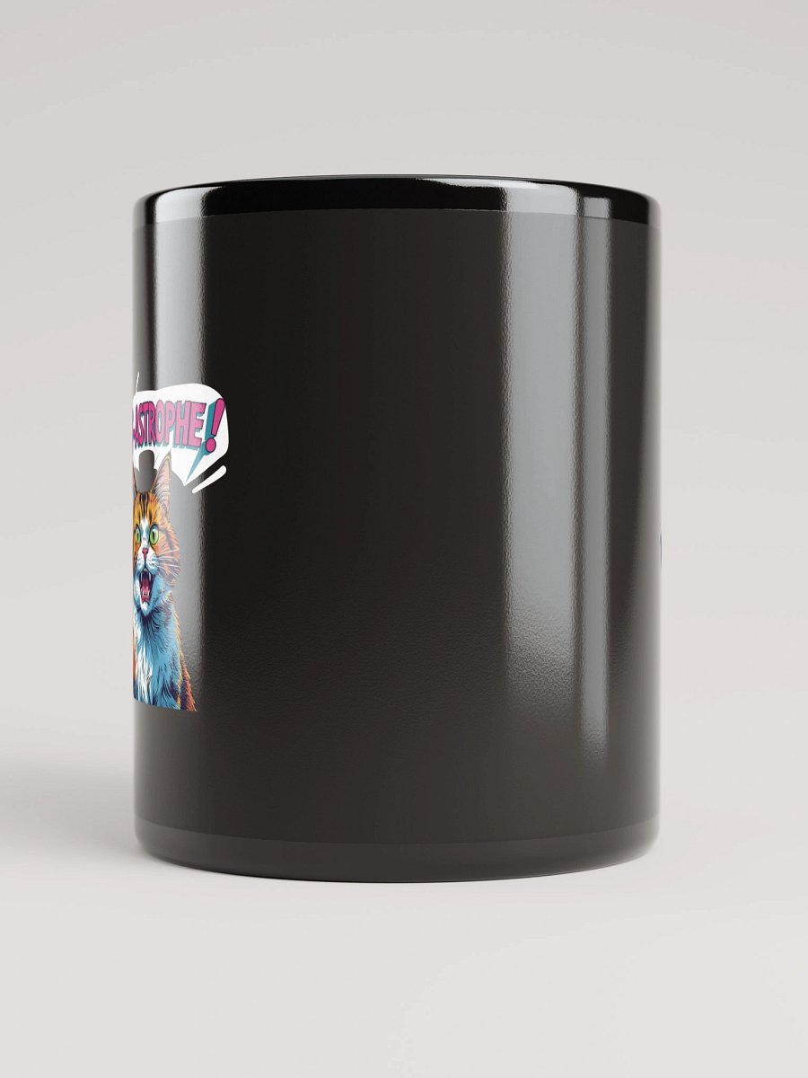 'Cat-astrophe!' Funny Cat Mug | Retro Comic & Punny Black Cup product image (5)