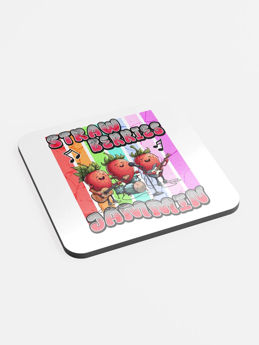 Strawberries Jammin Band Glossed Cork Coaster product image (3)