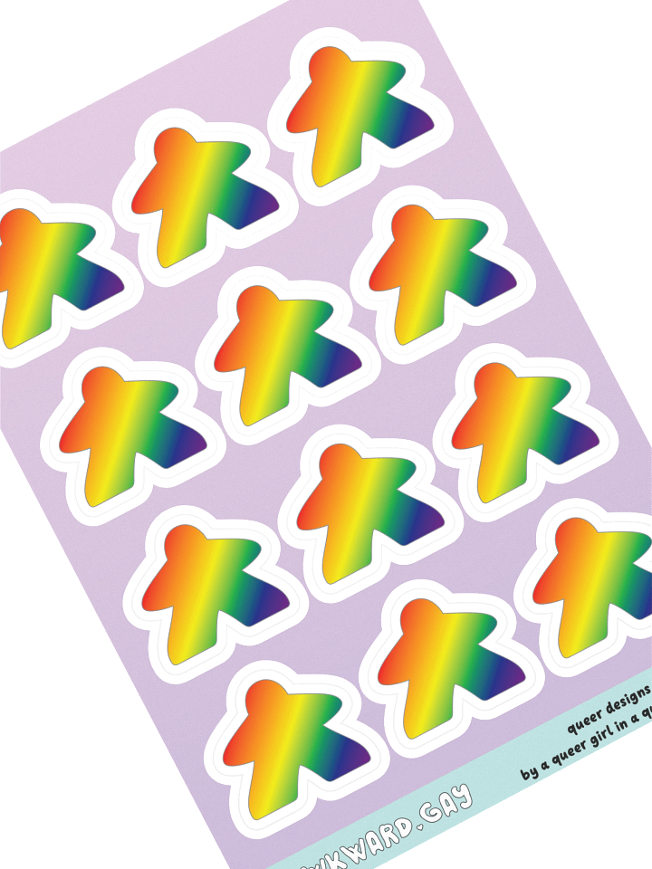 Rainbow Pride Gradient Meeple Sticker Sheet product image (1)