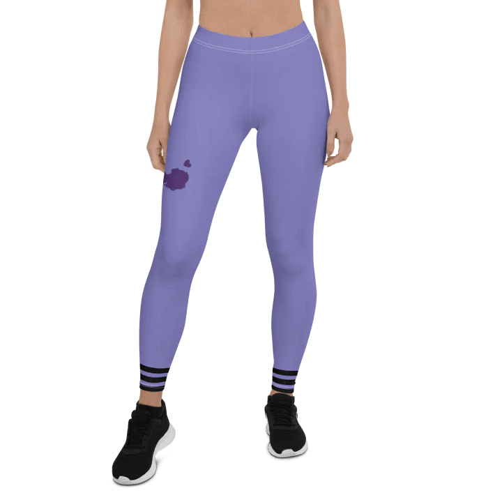 All-Over Print Leggings-Backfill Moody Blue colour with Pink Lady design, black stripes. product image (1)