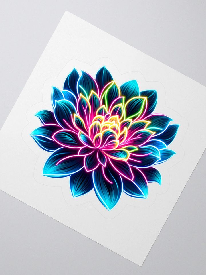 Radiant Neon Lotus Bloom Sticker product image (5)
