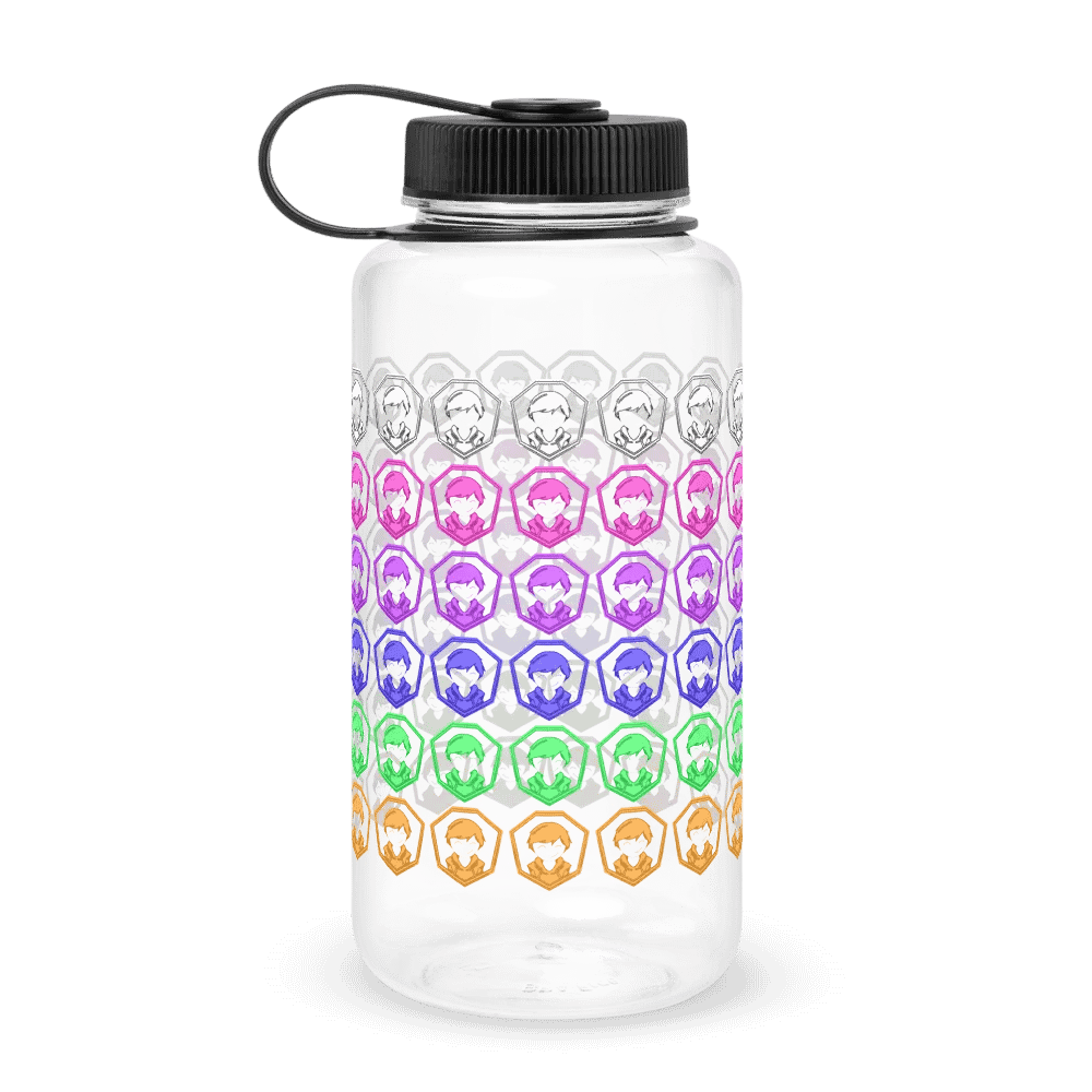 mythcafe sub badge water bottle product image (1)