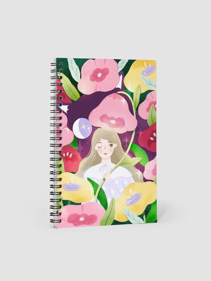 Enchanting Forest Night with Mysterious Cat illustration by Elrene Spiral Notebook product image (1)
