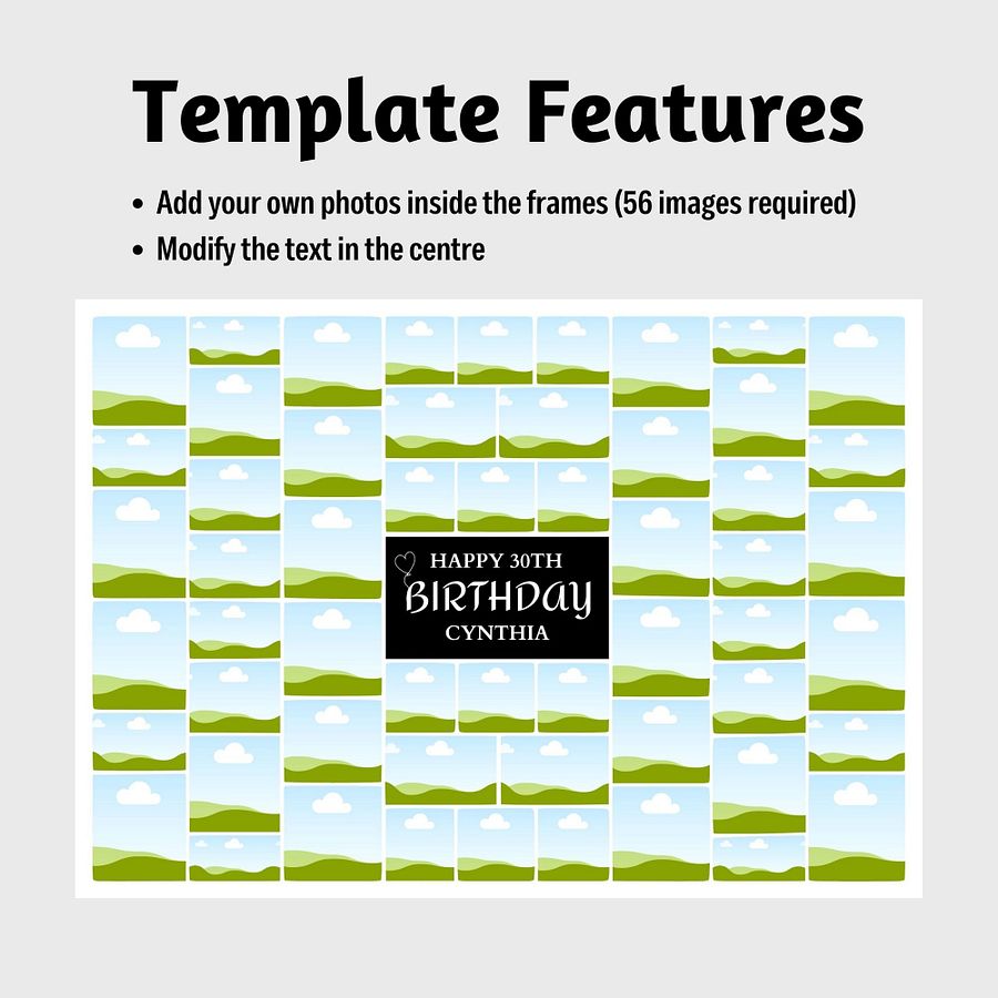 Birthday Photo Collage for 56 Photos Canva Template product image (4)