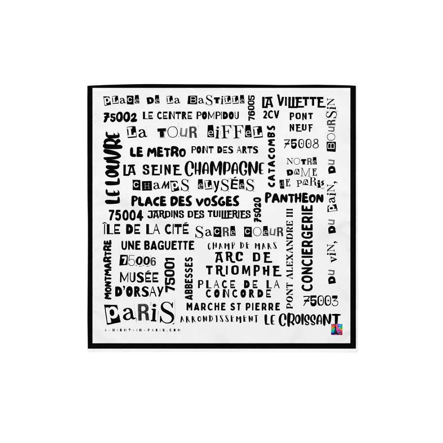 PARIS WORDS - BANDANA SMALL SCARF B&W product image (15)