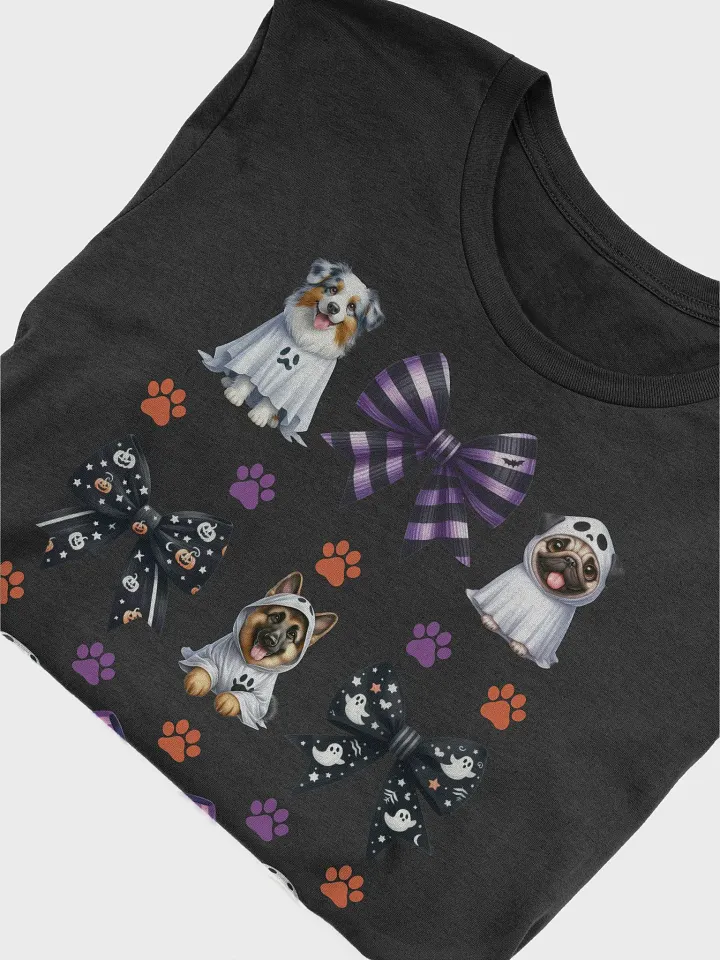 Cute Halloween Dog Ghosts and Bows T-Shirt Design3 product image (2)