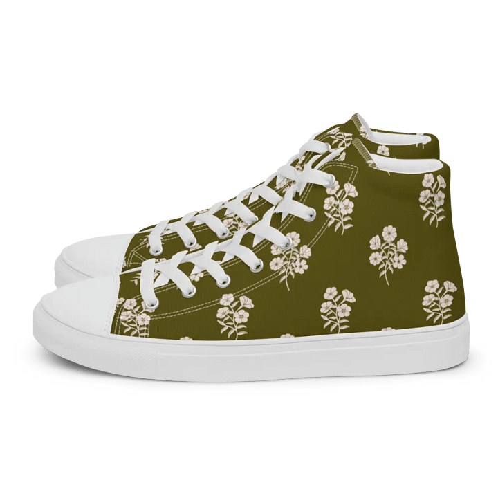 Alpine Cascade - Green and Cream - Women High Top Canvas Shoes product image (2)