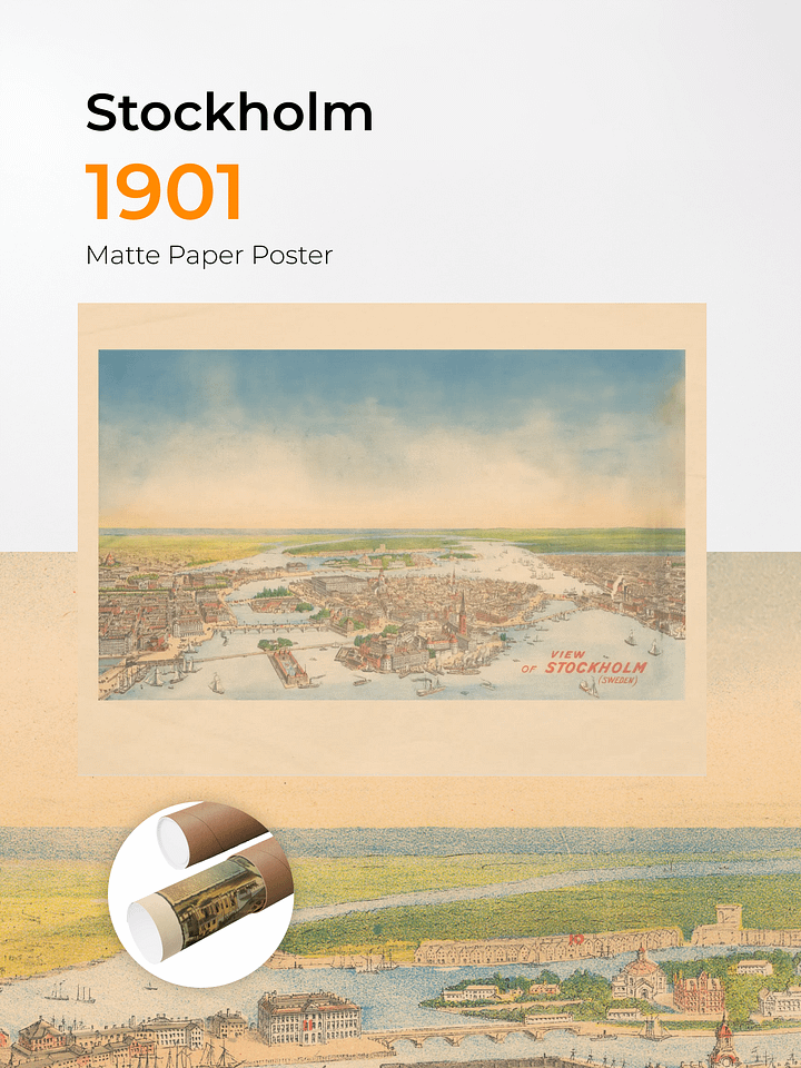 Stockholm 1901 Poster Print – Hand-Drawn Cityscape Print (Unframed) product image (1)