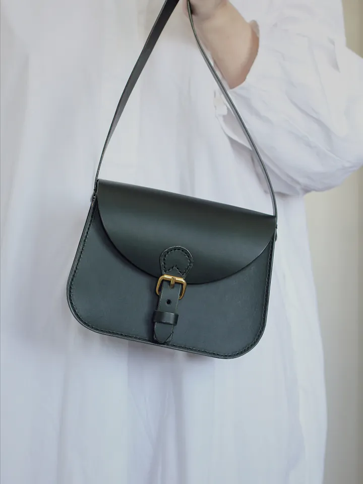 SPECIAL SALE - Dark Green Vegetable Tanned Leather Saddle Bag - Small product image (2)