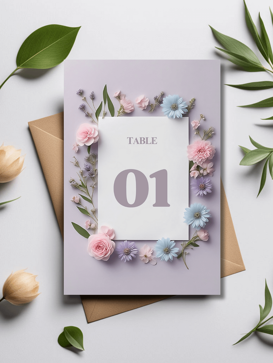 Floral Table Number Card - Dizynai (DTN-06) product image (1)