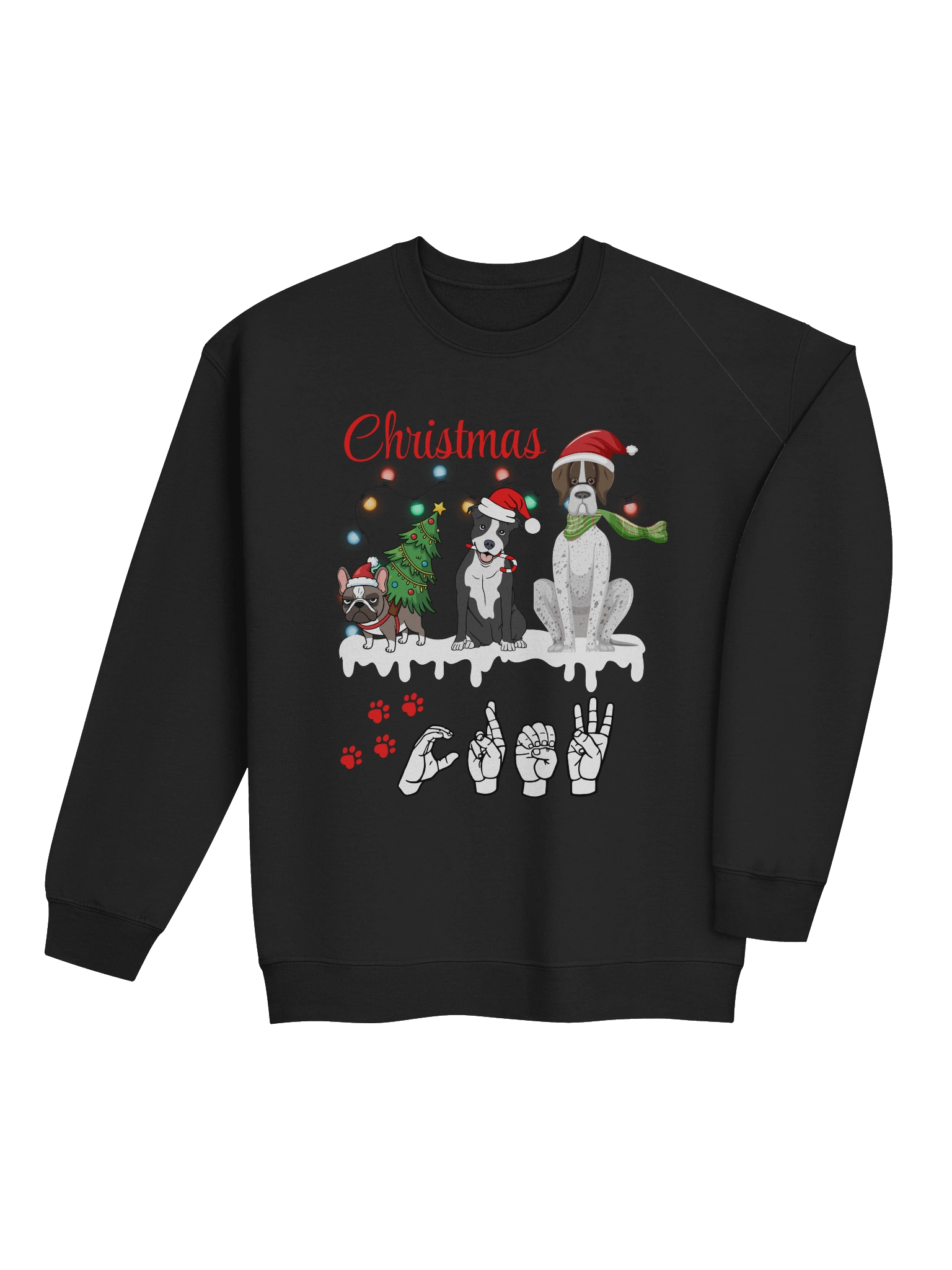 "Christmas Dog Crew Tee – ASL Sign & Santa Trio" by Able Lingo product image (4)