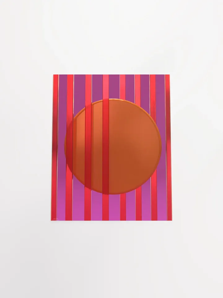 Minimalist 3D Digital Art | Pink Lines Orange Circle on Plum Background product image (1)