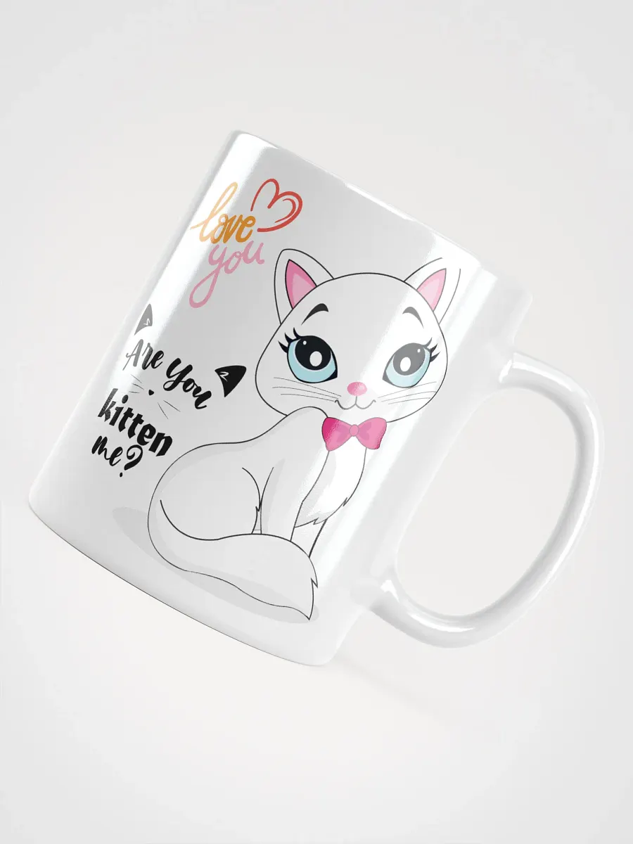 White Glossy Mug Cute Kitten product image (4)