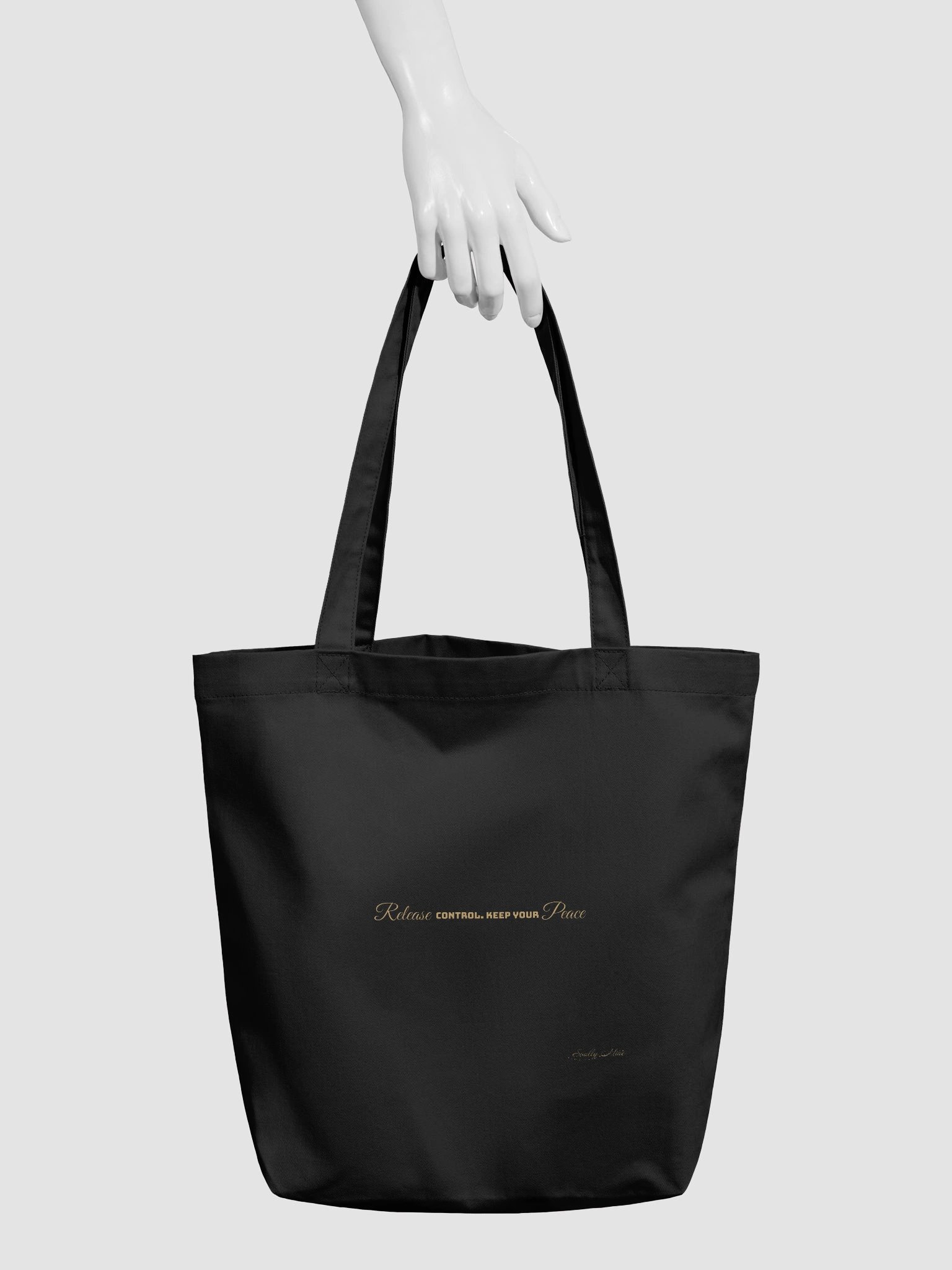 Soully Mine- GOLD PRINT Release Control. Keep Your Peace Tote Bag in Black product image (4)