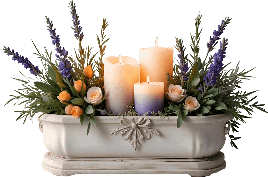 Provence-Inspired Candle and Floral Arrangements, PNG product image (1)
