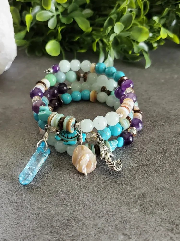 Flowing Waters Boho Wrap | Shell, Amethyst, Amazonite | Intuition, Creativity & Emotional Flow product image (3)