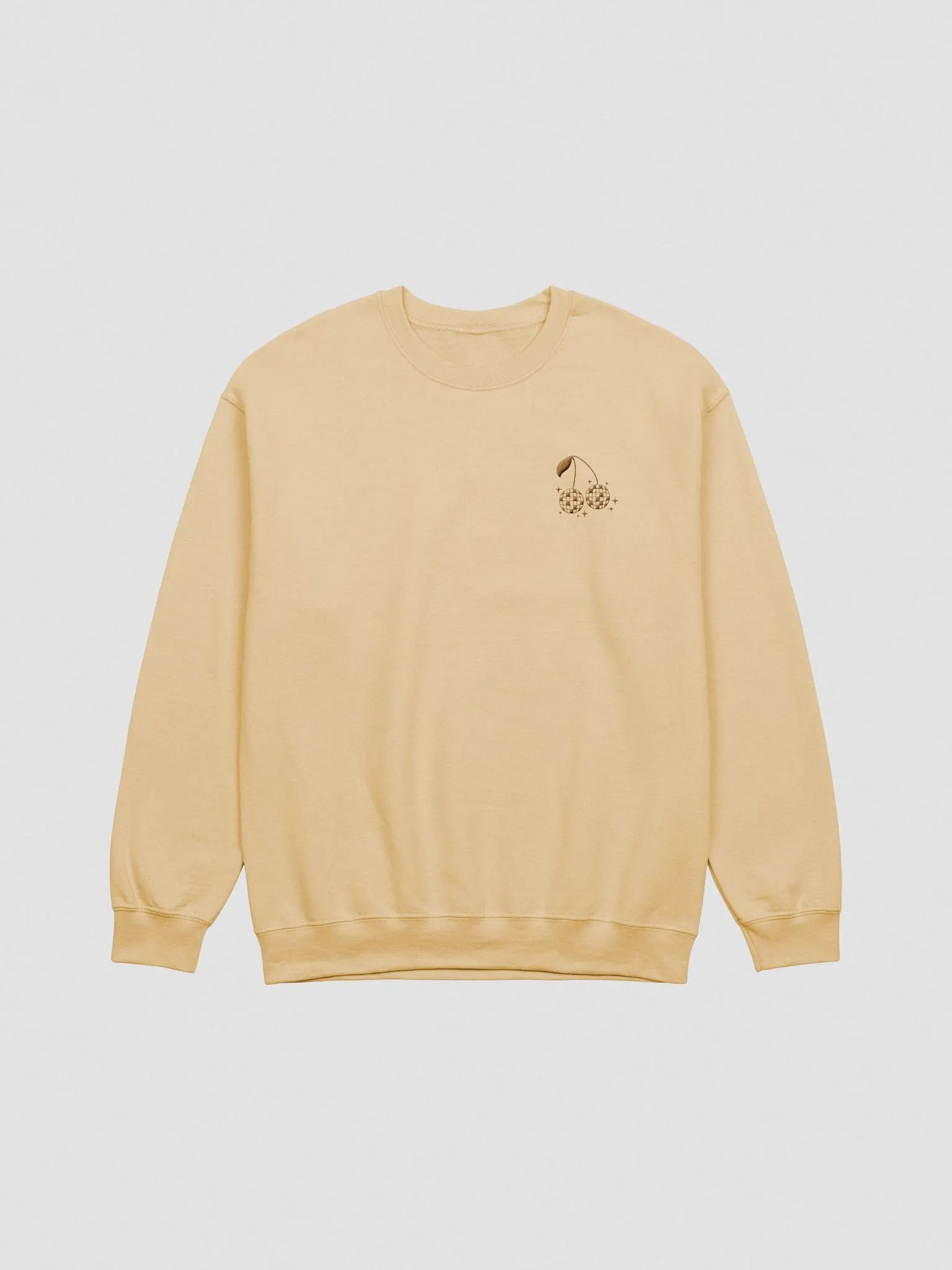 [gold] disco ball cherries embroidered crewneck product image (1)