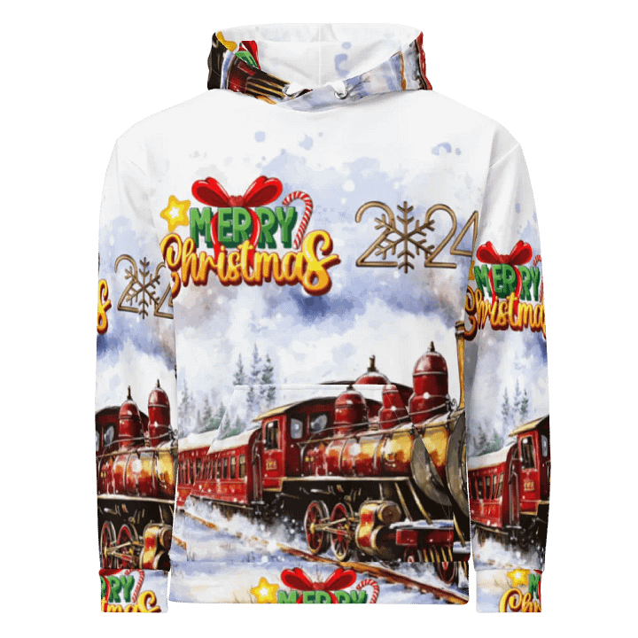 Snowy Steam Train Christmas Hoodie product image (1)