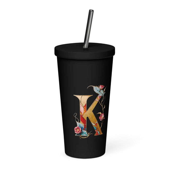 Valentine’s Monogram Letter K(6) Black Tumbler product image (2)